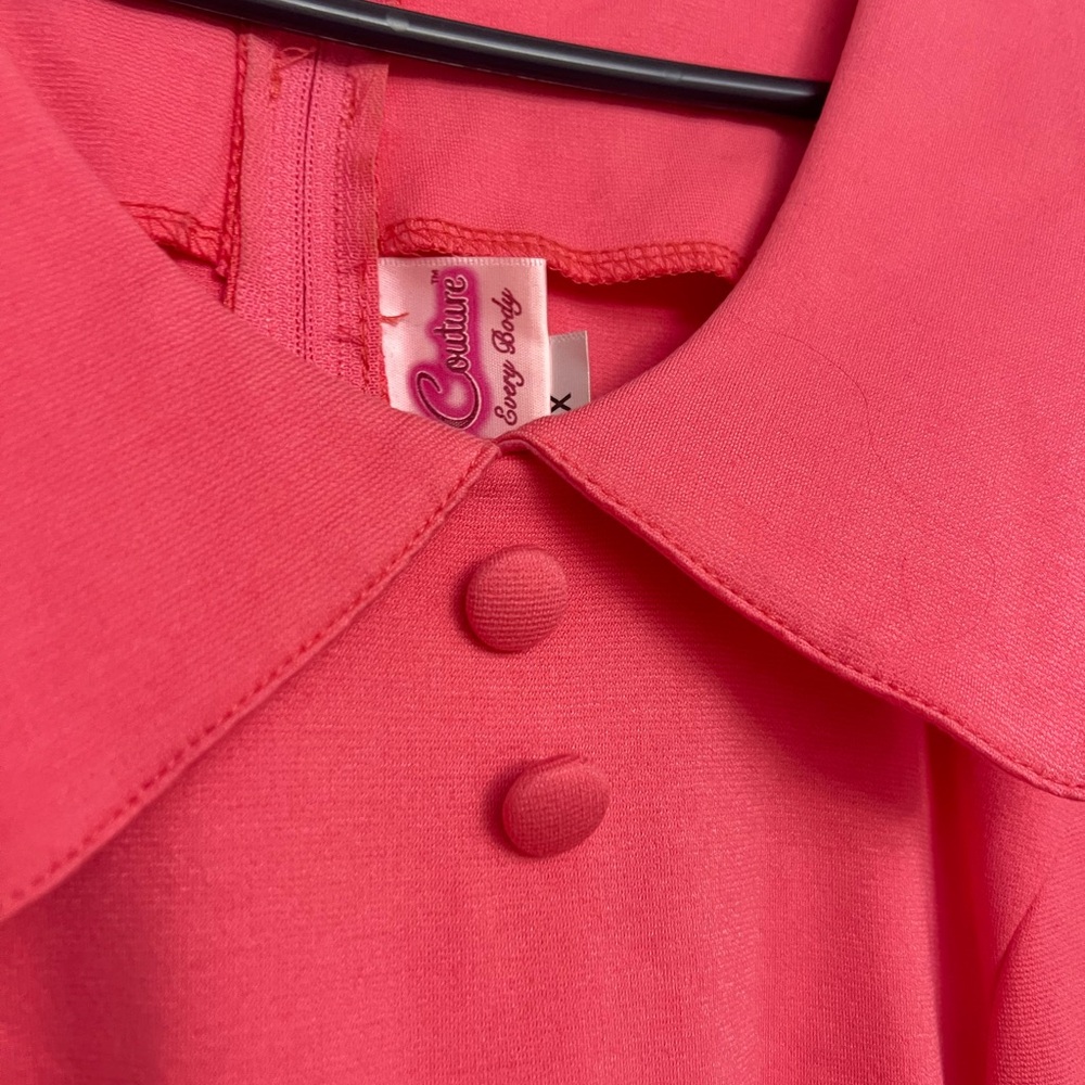 Pin up Couture Pink Midi Dress with Collar - Picture 2 of 3